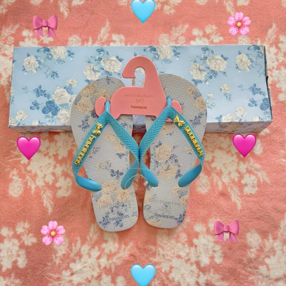 LoveShackFancy X Havaianas Women's Whisper Blue Top Flip Flops Size 5/6